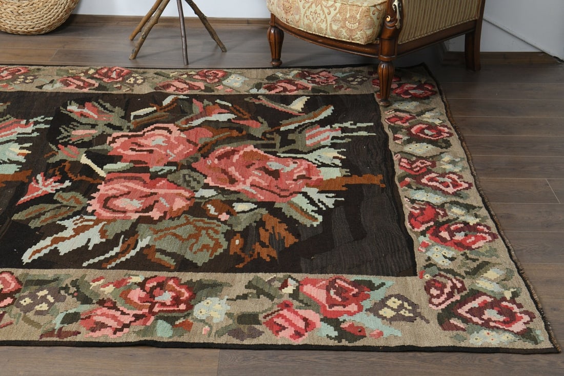 6'6x11'8 ft, PINK ROSES MOTIFS - 10