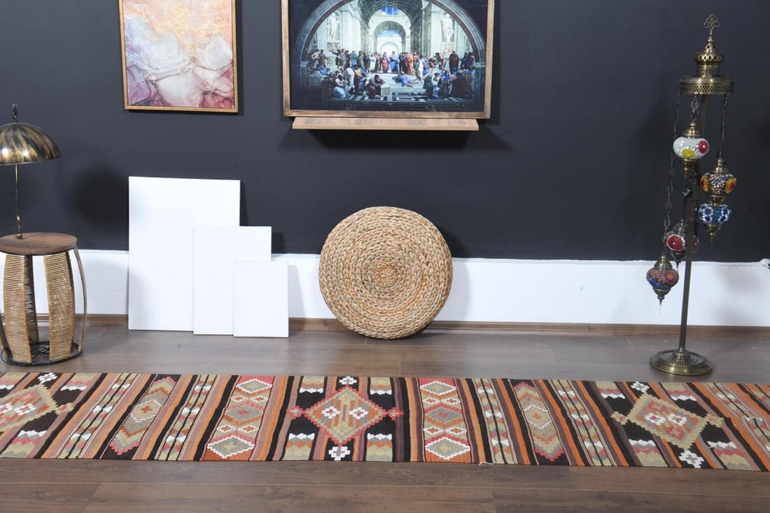 2'5x13'4 ft, COLORFUL KILIM RUNNER - 10