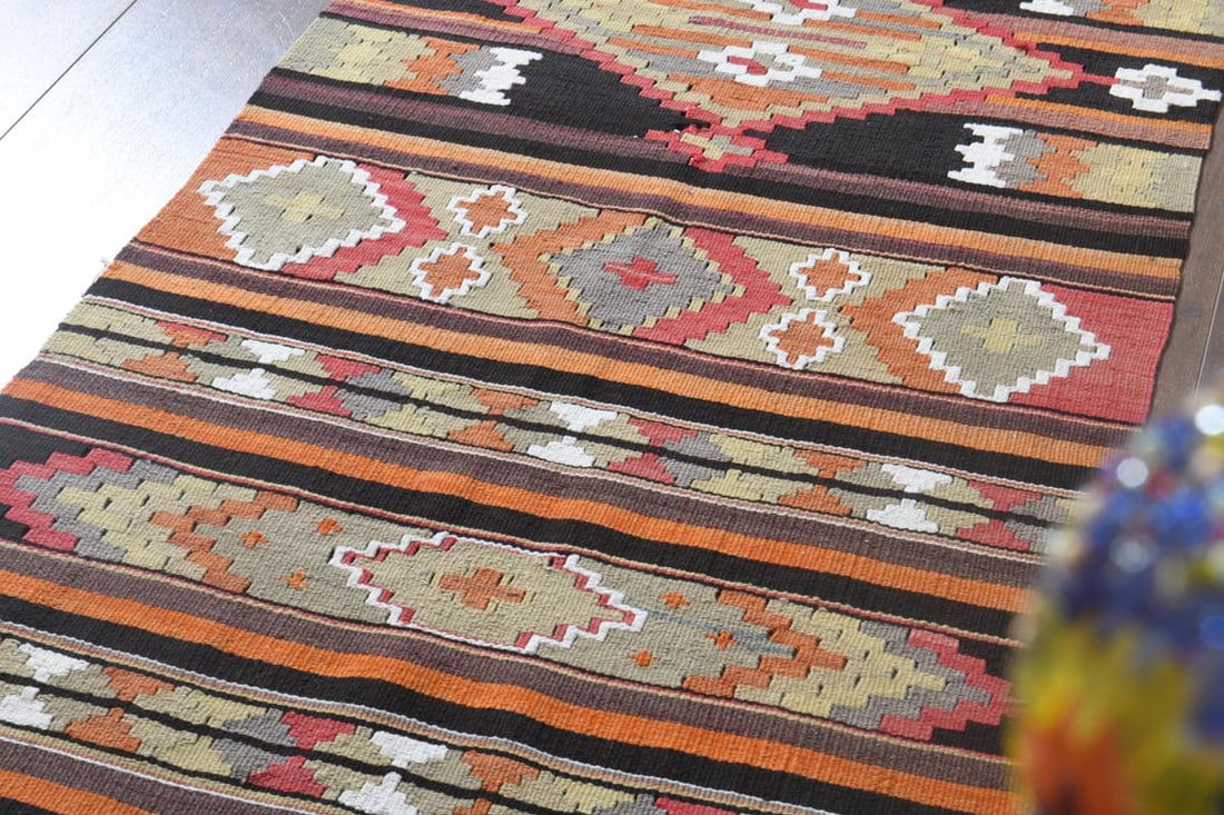 2'5x13'4 ft, COLORFUL KILIM RUNNER - 4