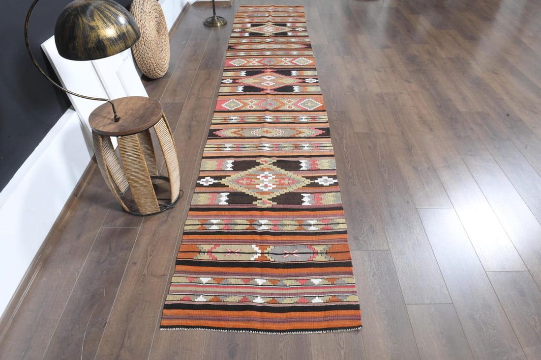 2'5x13'4 ft, COLORFUL KILIM RUNNER - 5