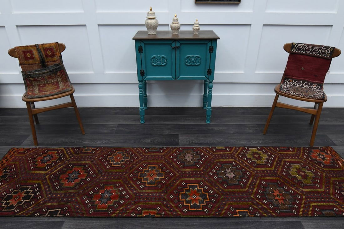 2.4x9.7 ft, TURKISH KILIM Runner - 3