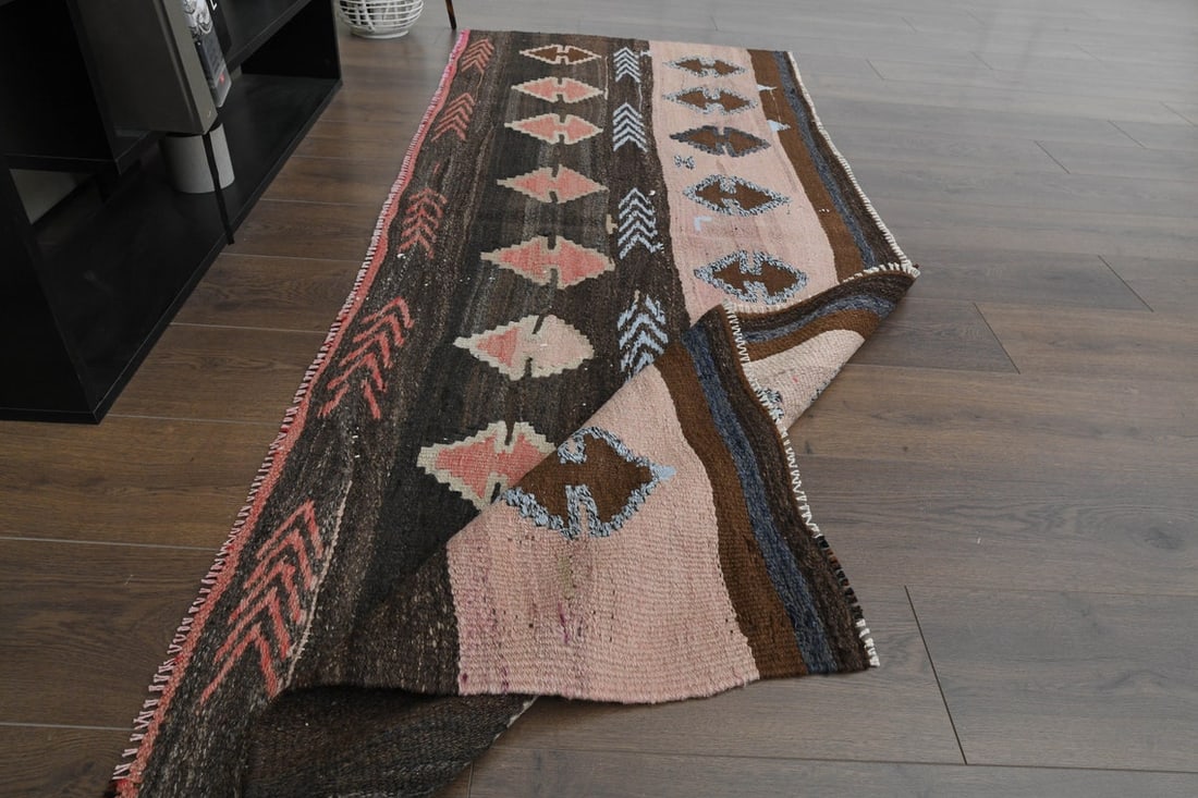 2'9x7'5 ft, VINTAGE RUG RUNNER: Title: 2'9x7'5 ft, VINTAGE RUG RUNNER Origin: Turkey Date/Period: 1960 - 1970 Materials: Wool and Cotton Size: Width: 2.9 feet; Length: 7.5 feet Description: This Turkish one-of-a-kind Vintage