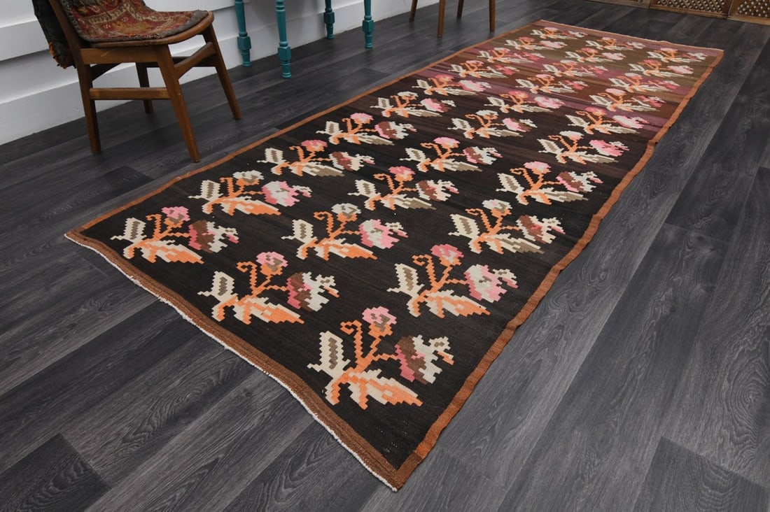 4.4x11.6 ft, TURKISH KILIM Runner - 2