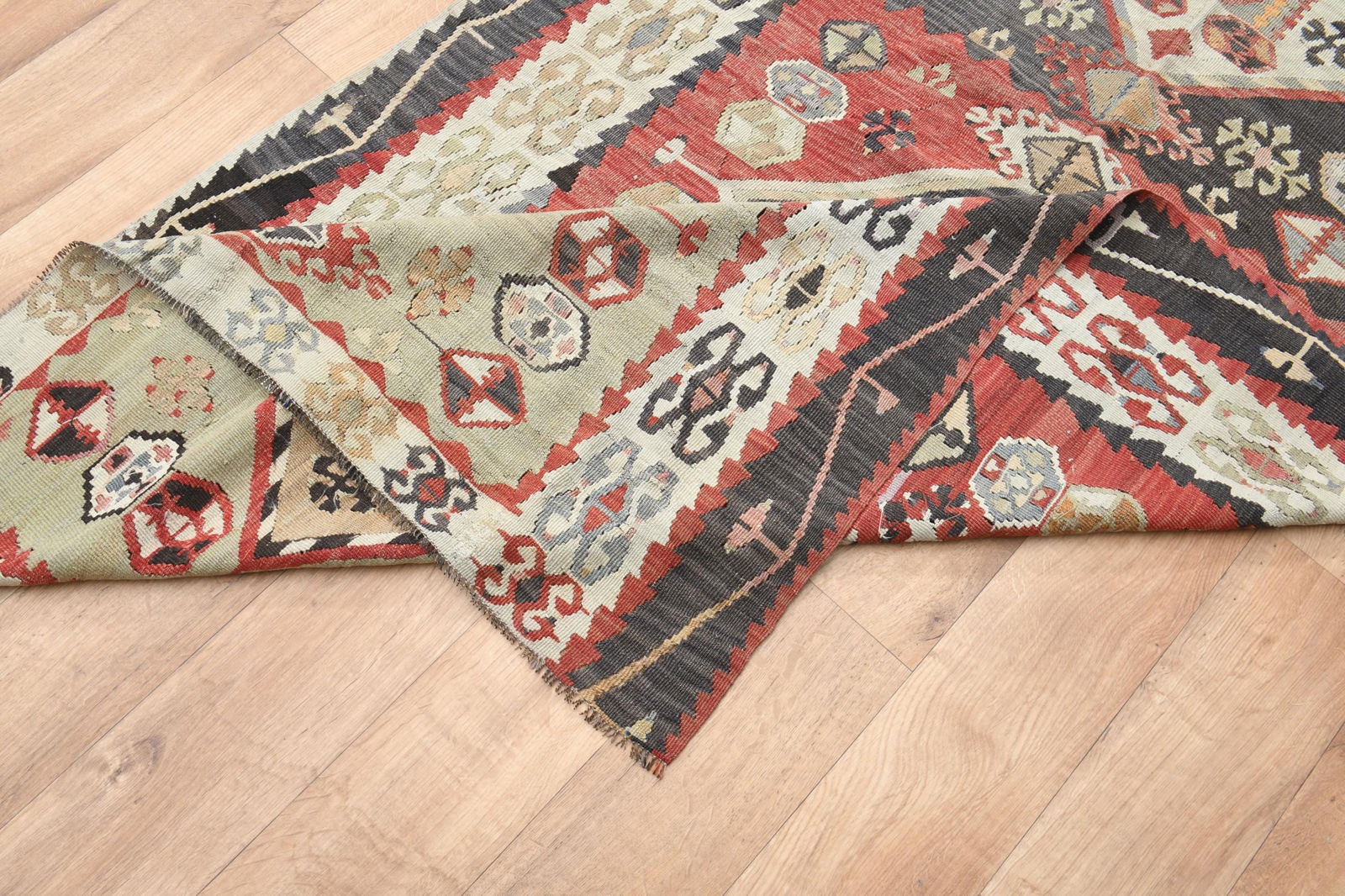 Vintage Tribal Runner Rug, Ethnic Carpet, Traditional Geometric Floor Covering, 4.3x11.6 ft, - 14