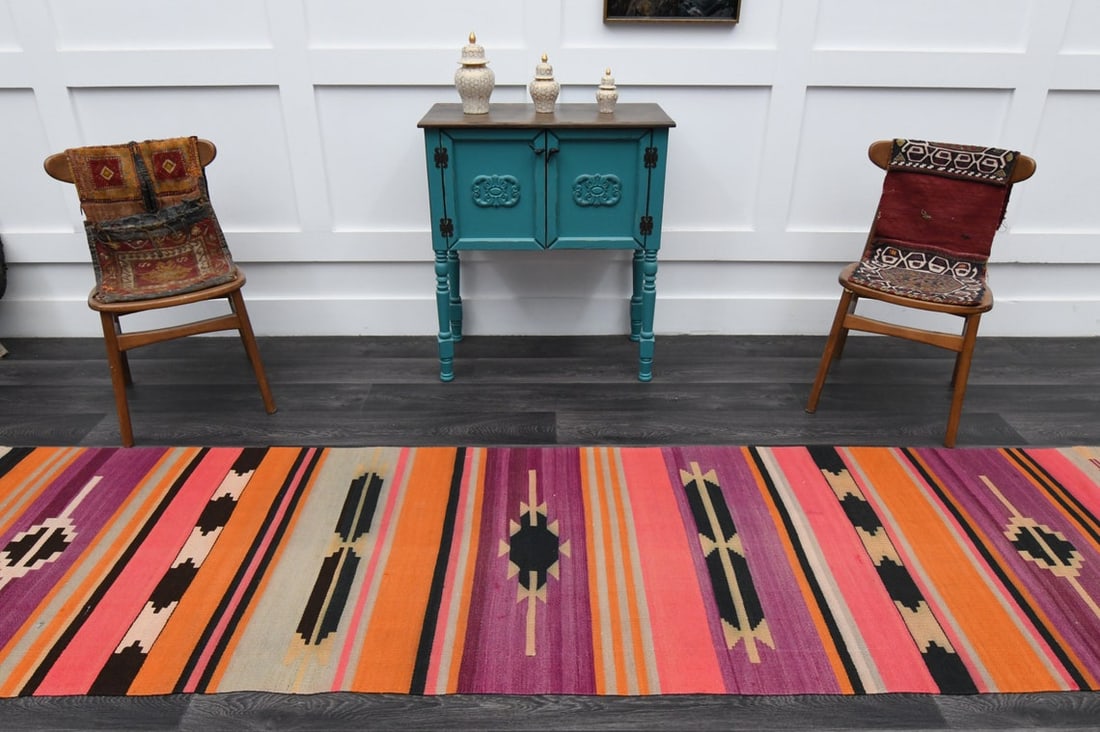 3x9.1 ft, TURKISH KILIM Runner - 3