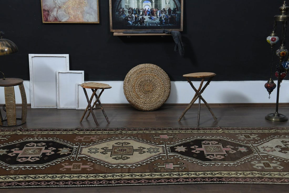 4'6x14'5 ft, BROWN BEIGE RUG - 10