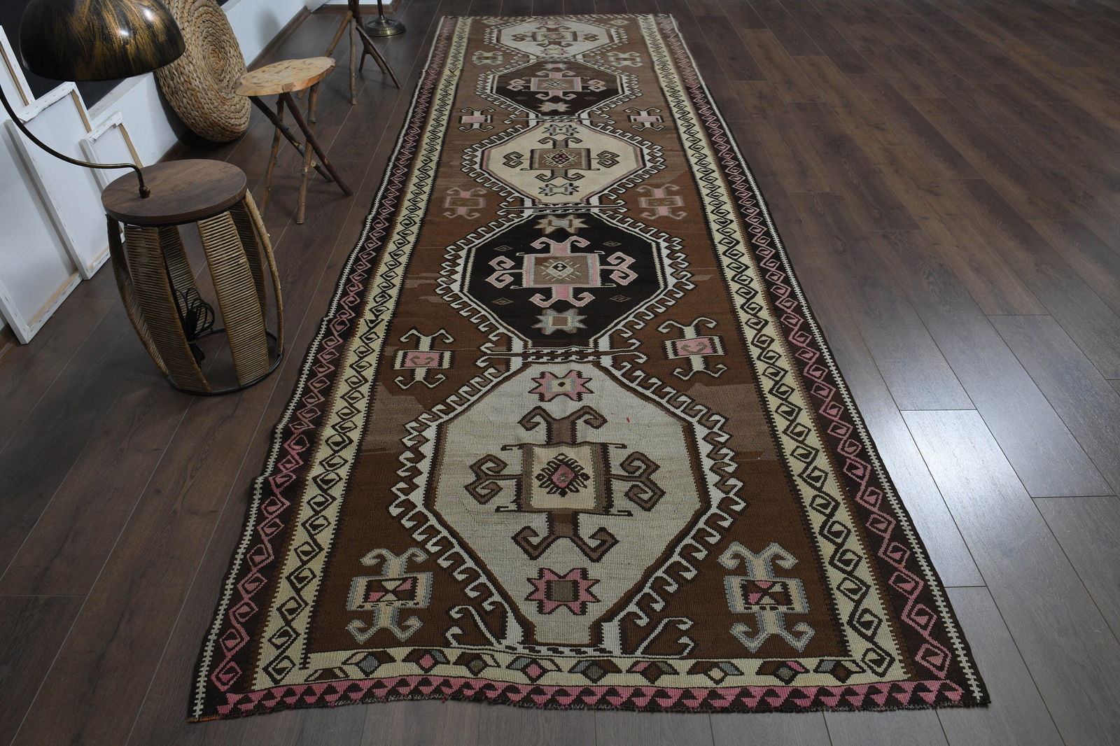 4'6x14'5 ft, BROWN BEIGE RUG - 12