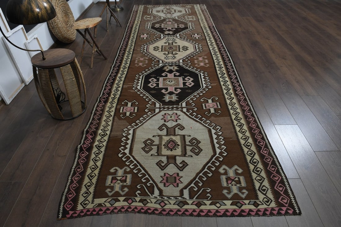4'6x14'5 ft, BROWN BEIGE RUG - 3