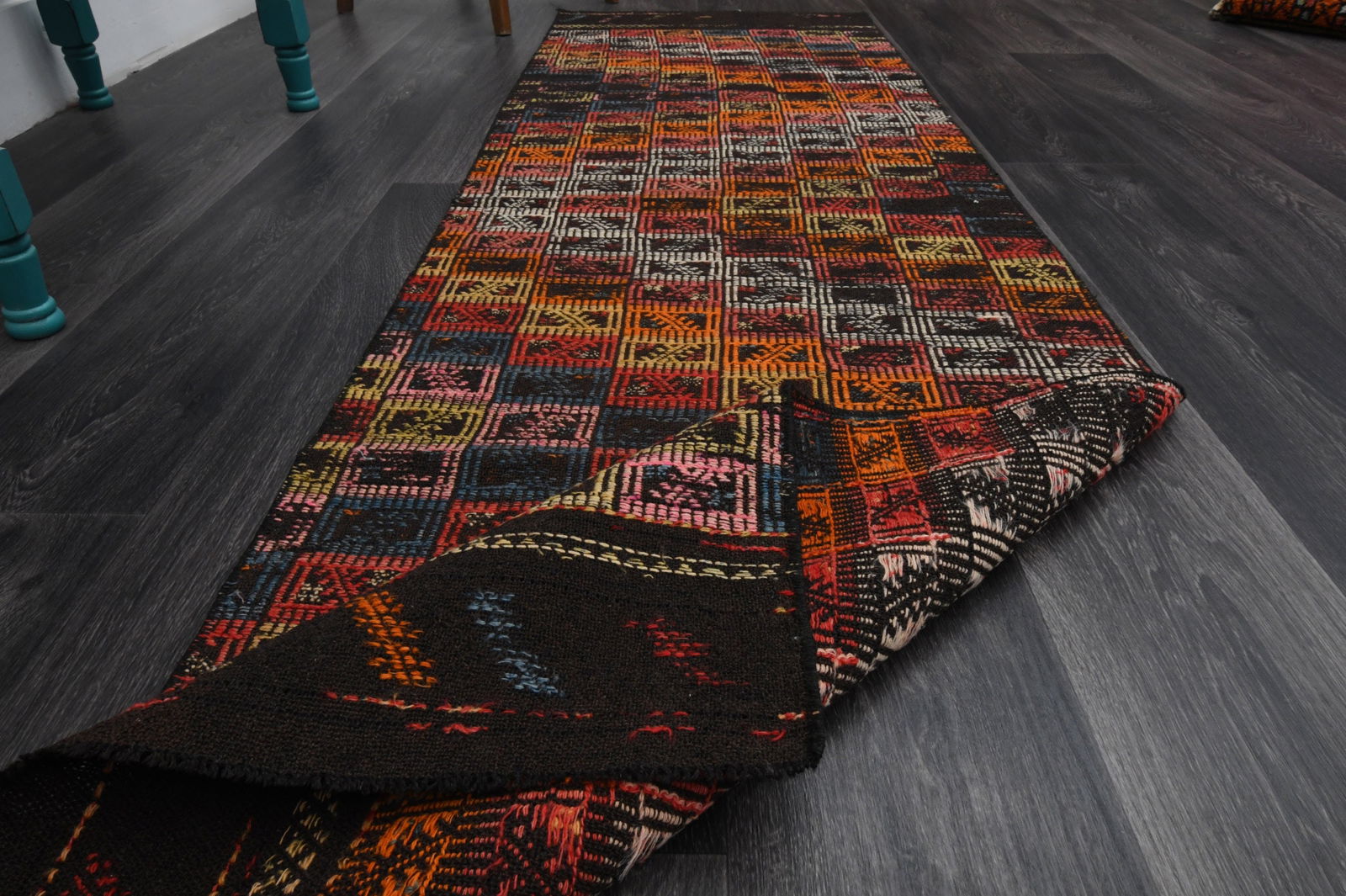 2.3x7.7 ft, TURKISH KILIM Runner - 17