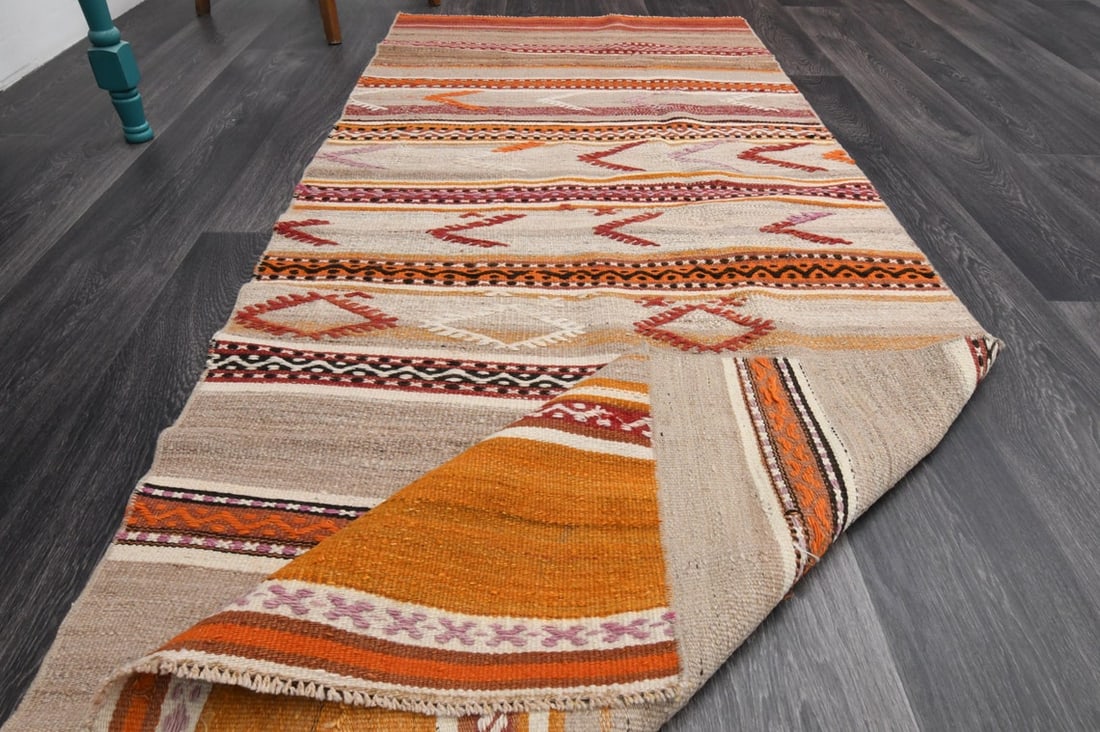 3.1x7.8 ft, TURKISH KILIM Runner - 9