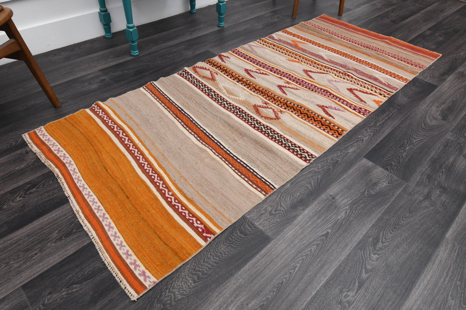 3.1x7.8 ft, TURKISH KILIM Runner - 10