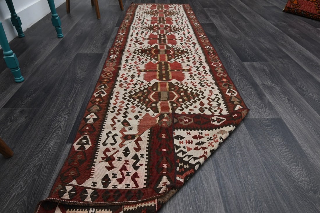 2.8x10.3 ft, TURKISH KILIM Runner - 9