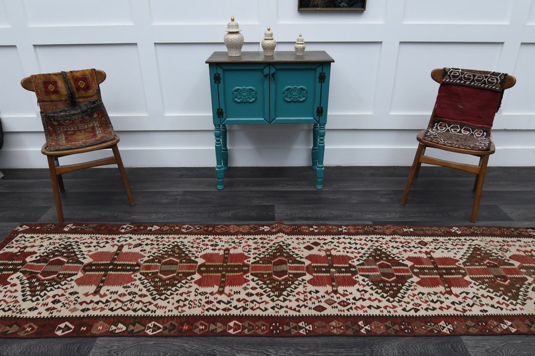 2.8x10.3 ft, TURKISH KILIM Runner - 3