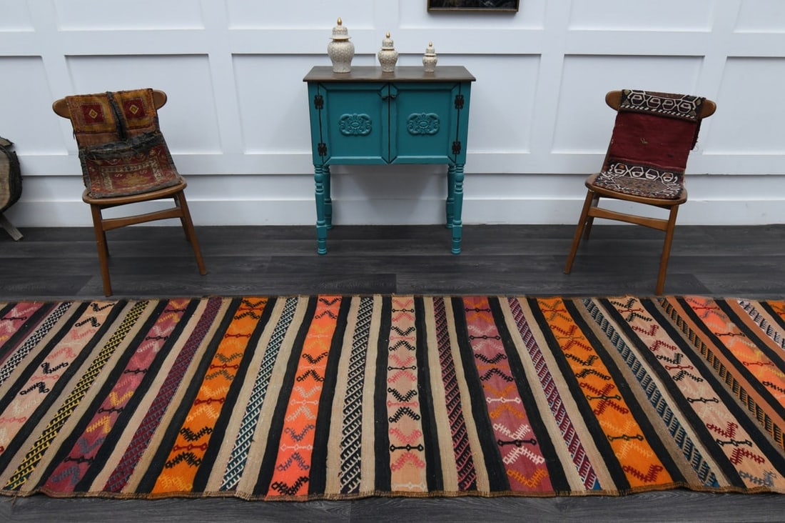 3.5x12.2 ft, TURKISH KILIM Runner - 3