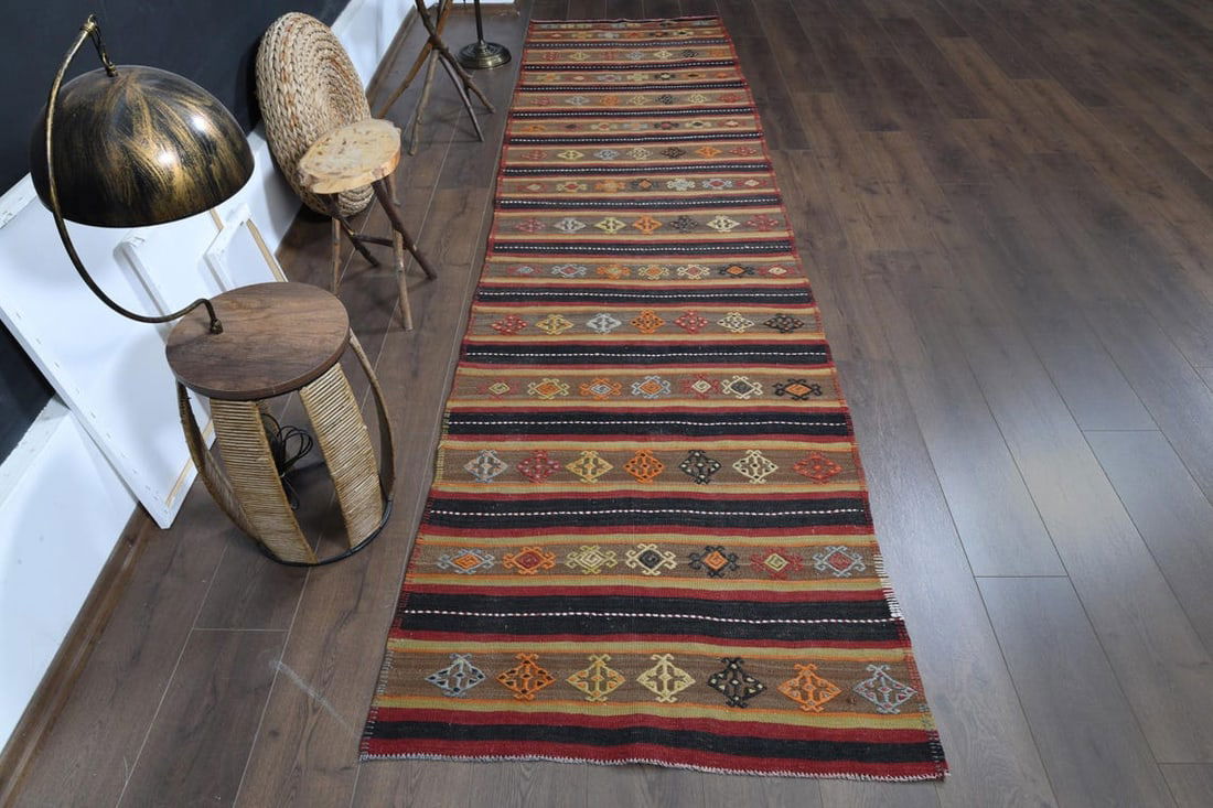 3'2x12 ft, COLORFUL KILIM RUNNER - 3