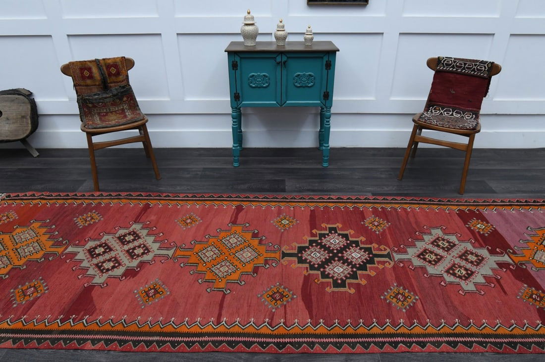 4.1x13 ft, TURKISH KILIM Runner - 4