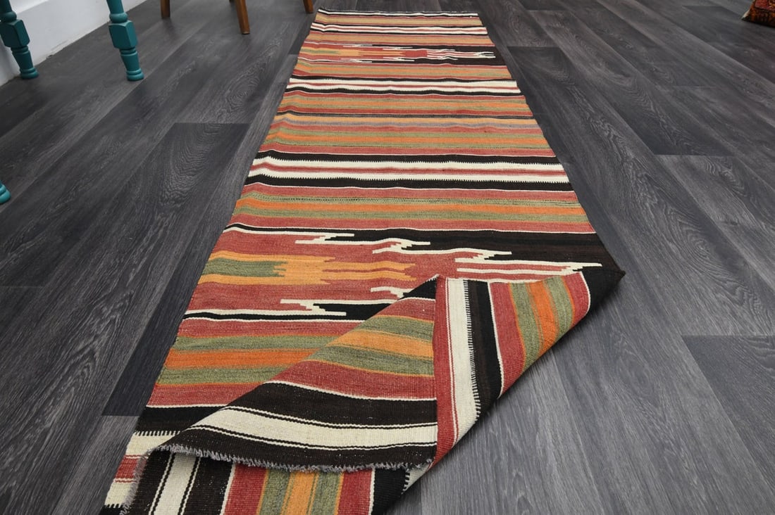 2.4x8.4 ft, TURKISH KILIM Runner - 9