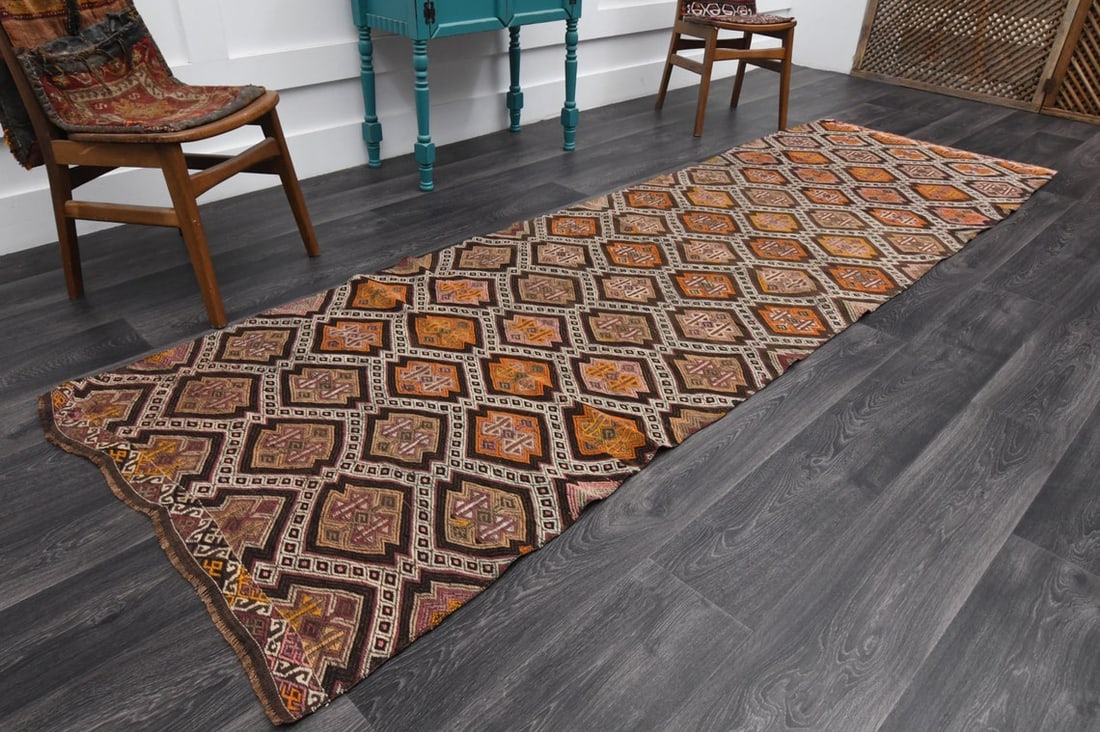 3.4x11.2 ft, TURKISH KILIM Runner - 2