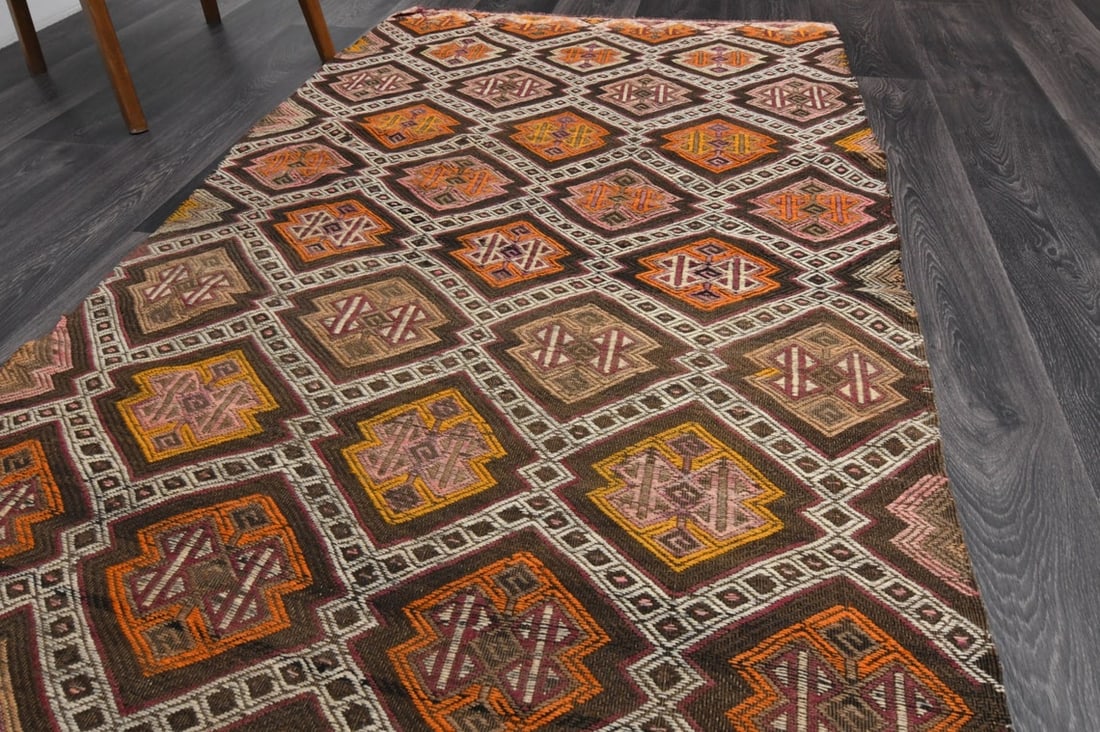 3.4x11.2 ft, TURKISH KILIM Runner - 4