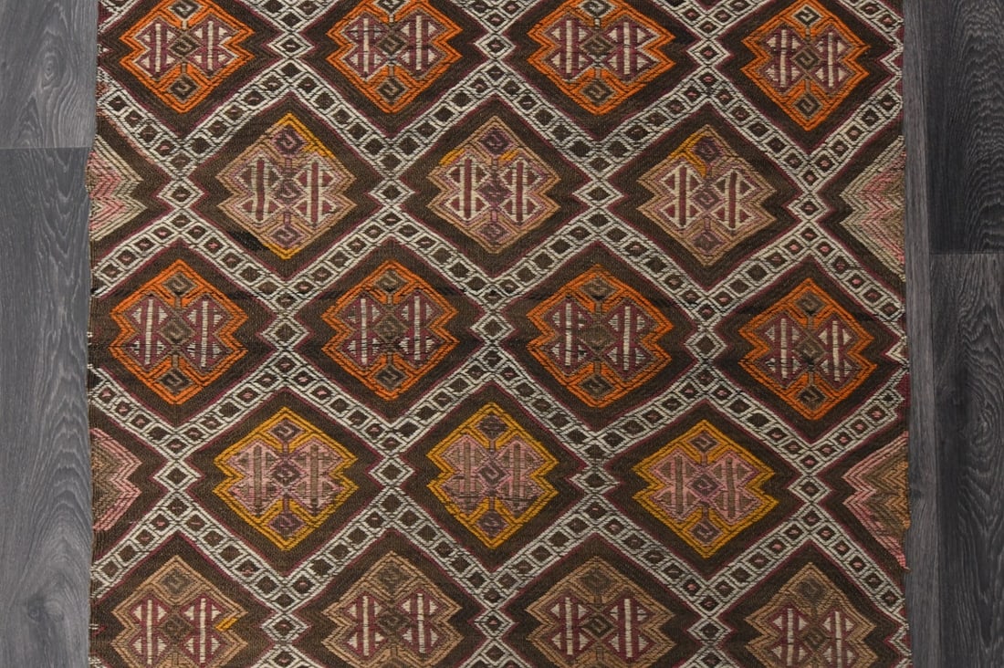 3.4x11.2 ft, TURKISH KILIM Runner - 6