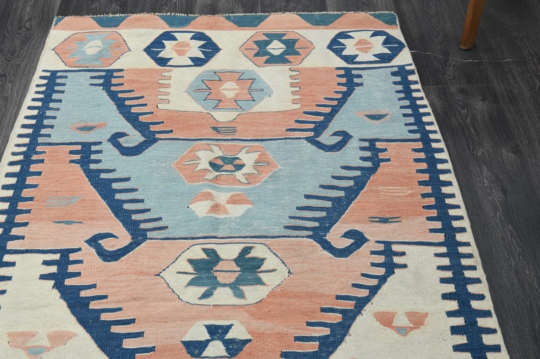 3x7 Beige Orange Turkish Rug - 6