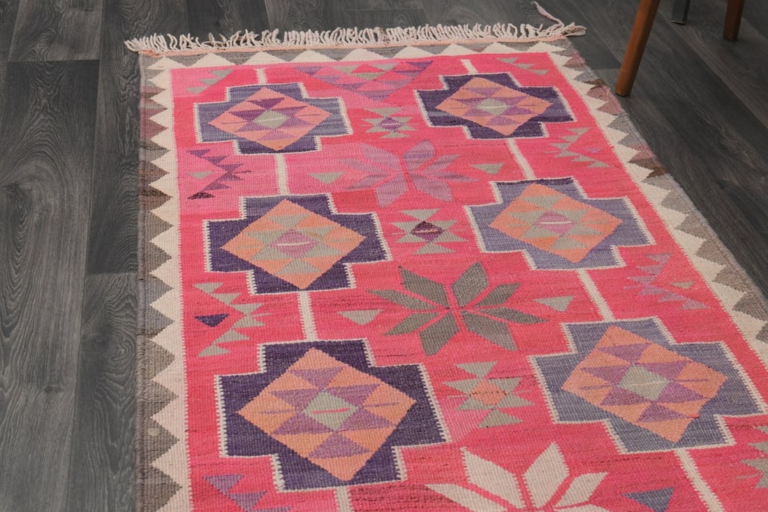 3.4x11.2 ft, TURKISH KILIM Runner - 6
