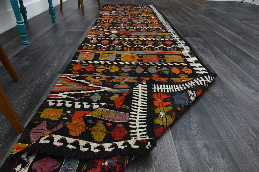 3.1x12 ft, TURKISH KILIM Runner - 9