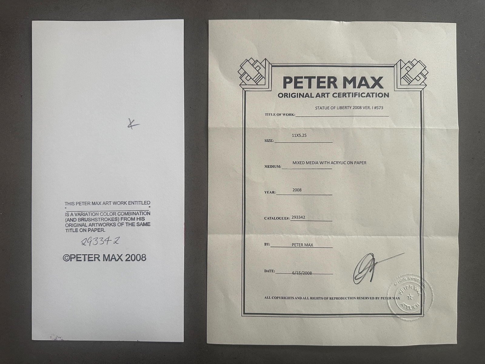 Peter Max Acrylic Painting HAND Painted & Signed Statue of Liberty One of a kind Artwork With COA - 5