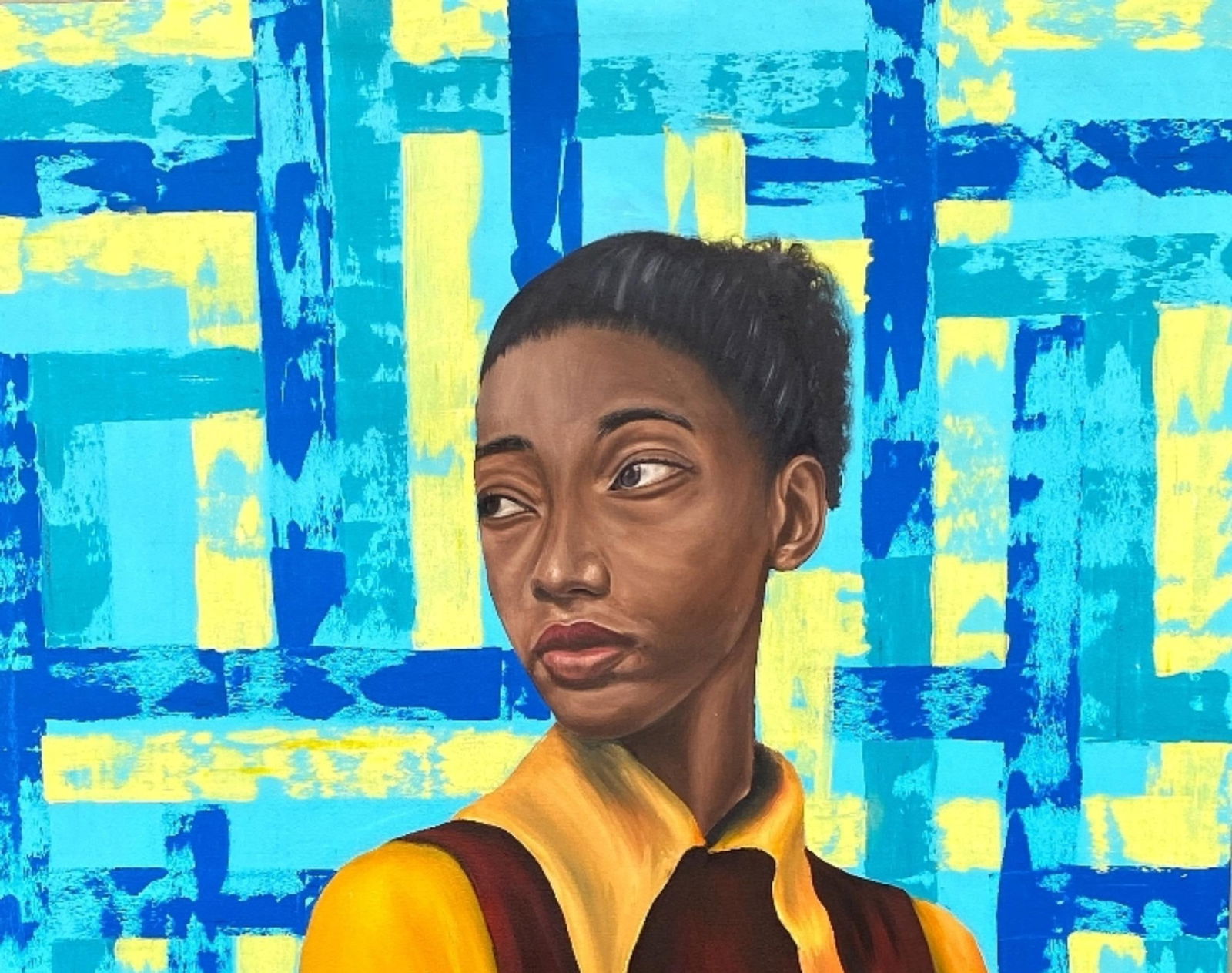 Adebayo Taiwo, Solace - 21st Century, Contemporary, Figurative Portrait, Women, Acrylic, Blue, 2023 - 2