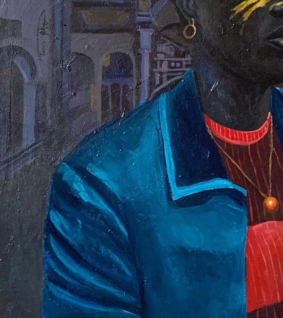 Aba Linus, Gangster's Paradise 1 - 21st Century Acrylic Painting of a Young Man with Cigar, 2024 - 7