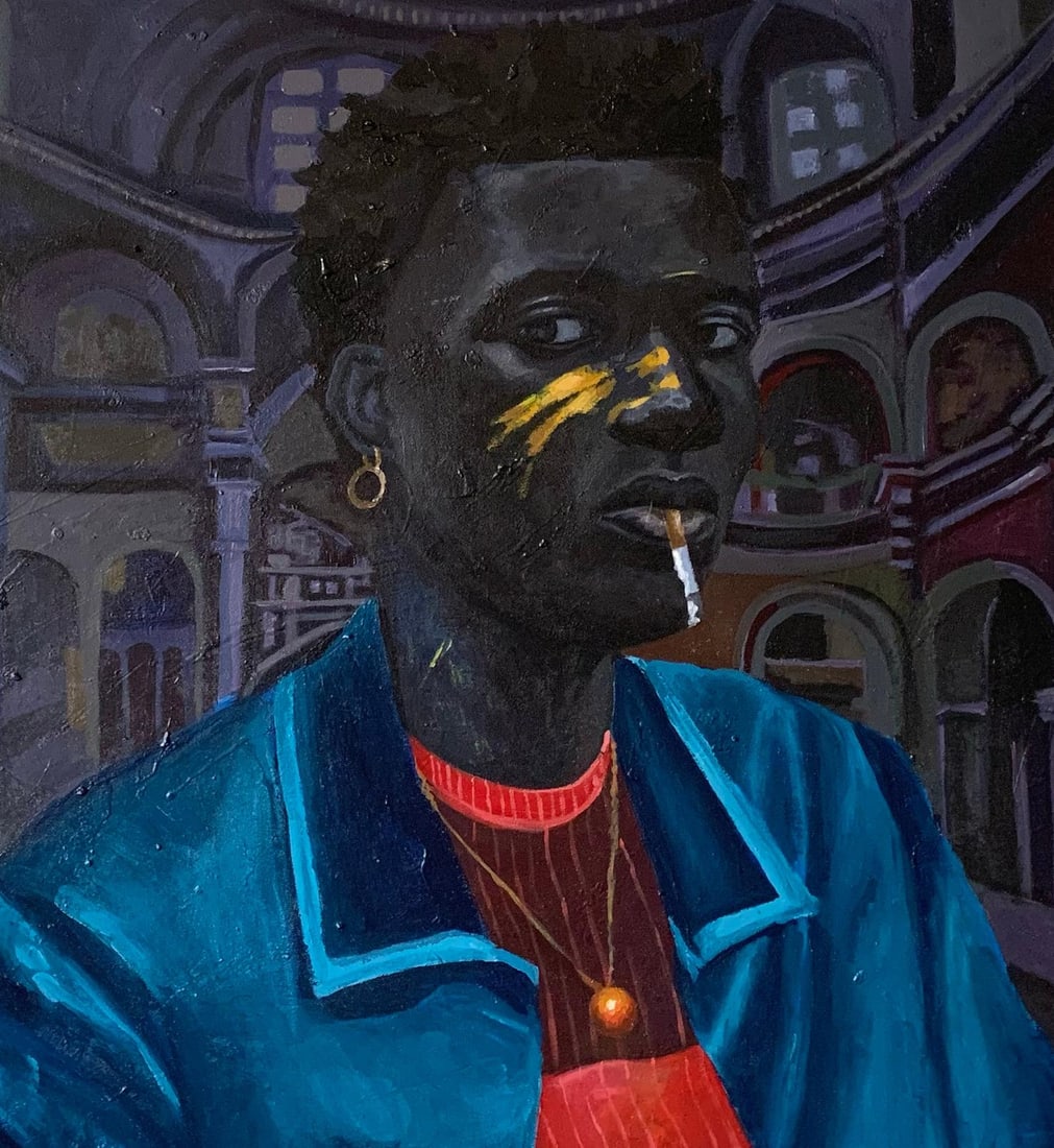 Aba Linus, Gangster's Paradise 1 - 21st Century Acrylic Painting of a Young Man with Cigar, 2024 - 3