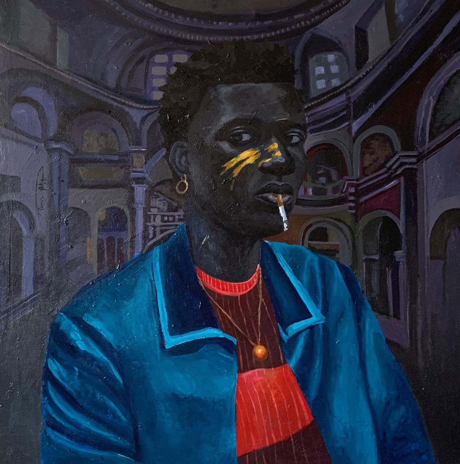 Aba Linus, Gangster's Paradise 1 - 21st Century Acrylic Painting of a Young Man with Cigar, 2024 - 4