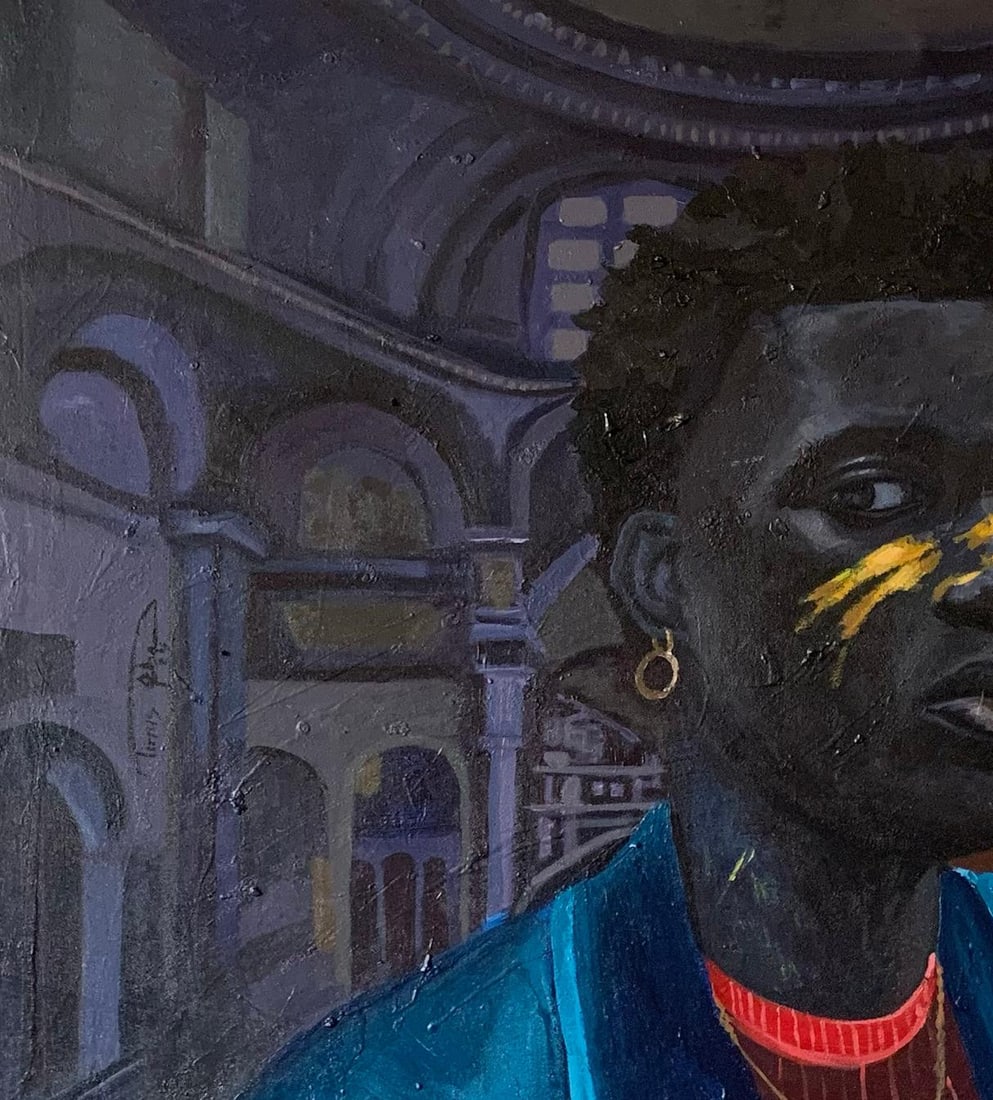 Aba Linus, Gangster's Paradise 1 - 21st Century Acrylic Painting of a Young Man with Cigar, 2024 - 5