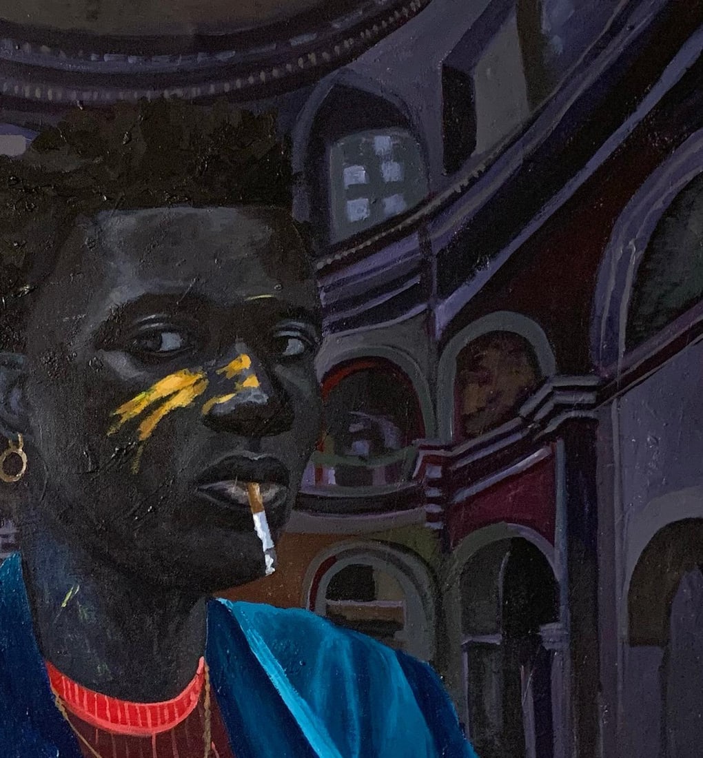 Aba Linus, Gangster's Paradise 1 - 21st Century Acrylic Painting of a Young Man with Cigar, 2024 - 6