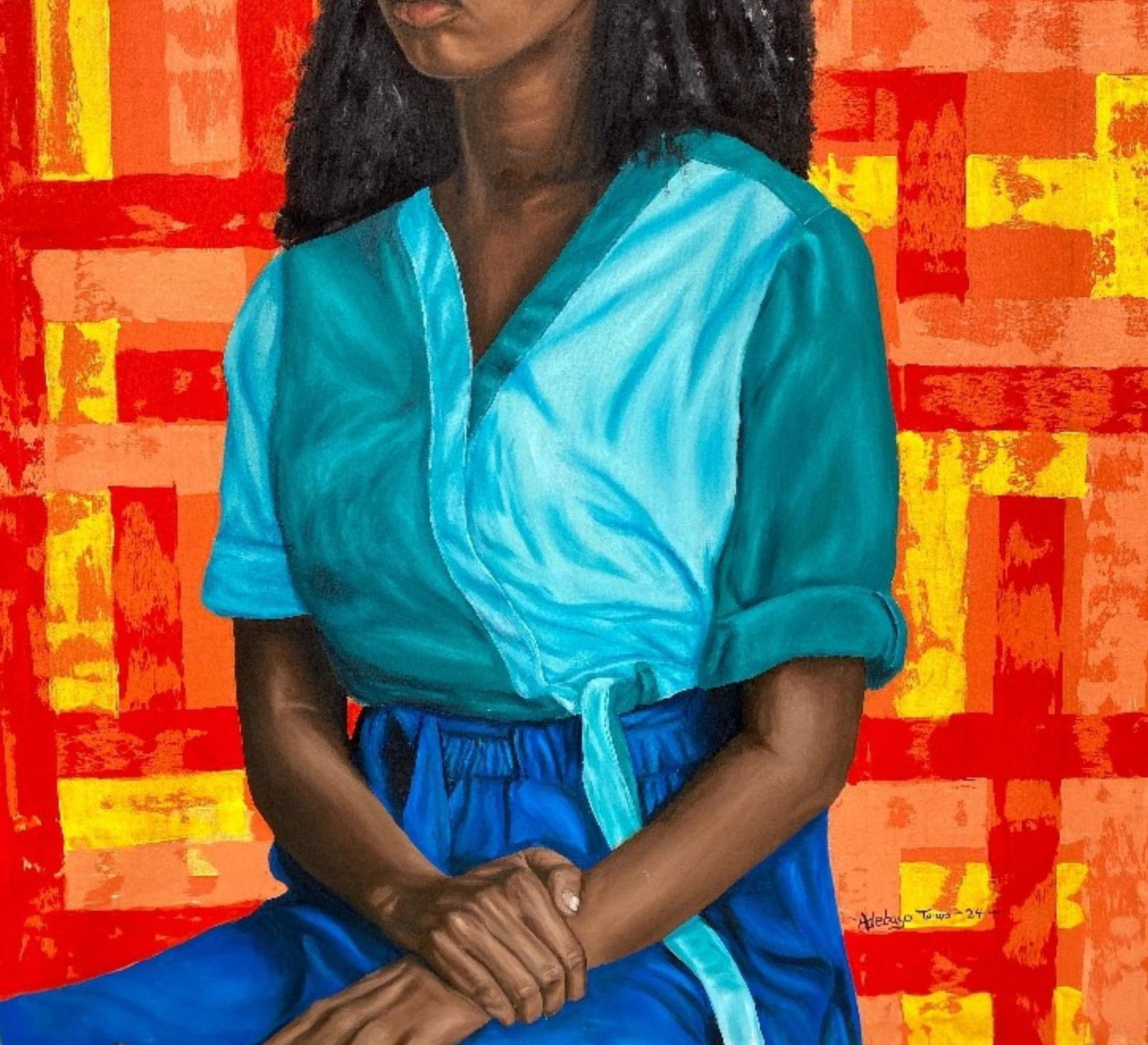 Adebayo Taiwo, Calm Within - 21st Century, Contemporary, Figurative Portrait, Women, Acrylic, 2023 - 7