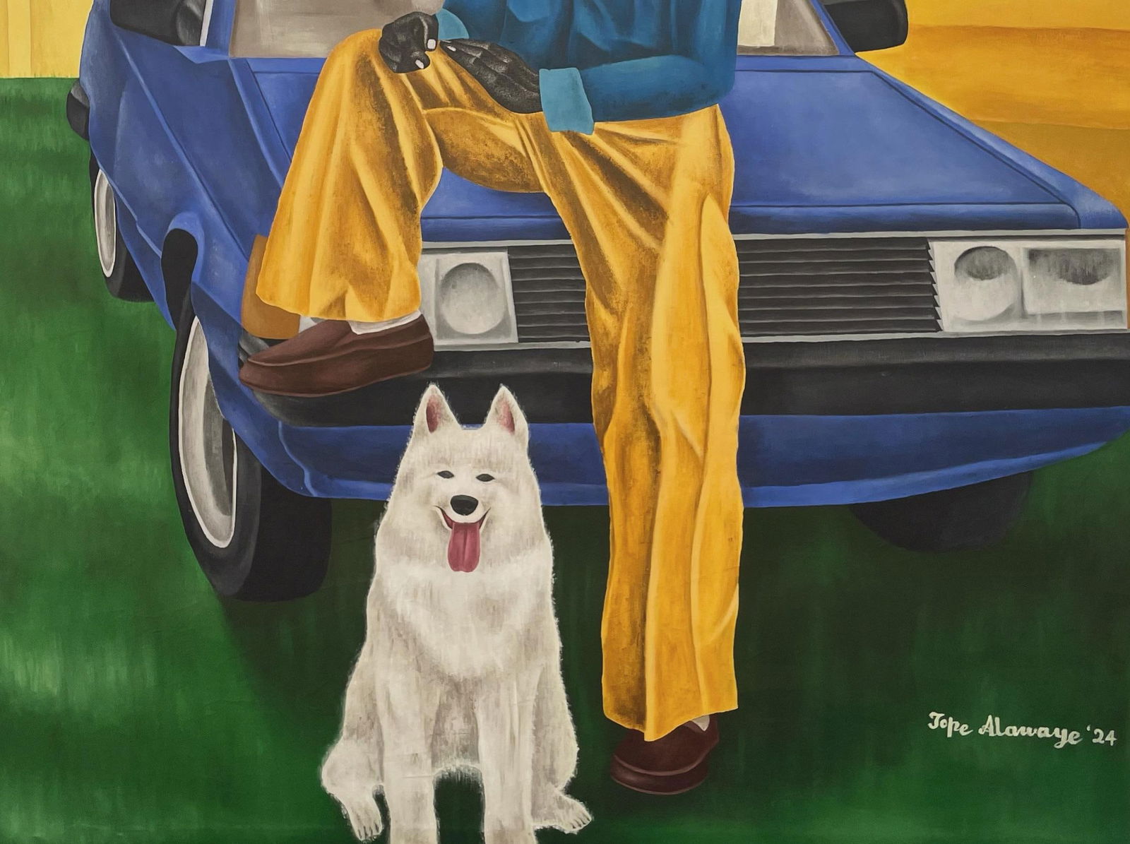 Alawaye Tope, Gentleman -21st Century, Contemporary, Figurative Portrait, Men, Car, Dog Modern, 2024 - 7