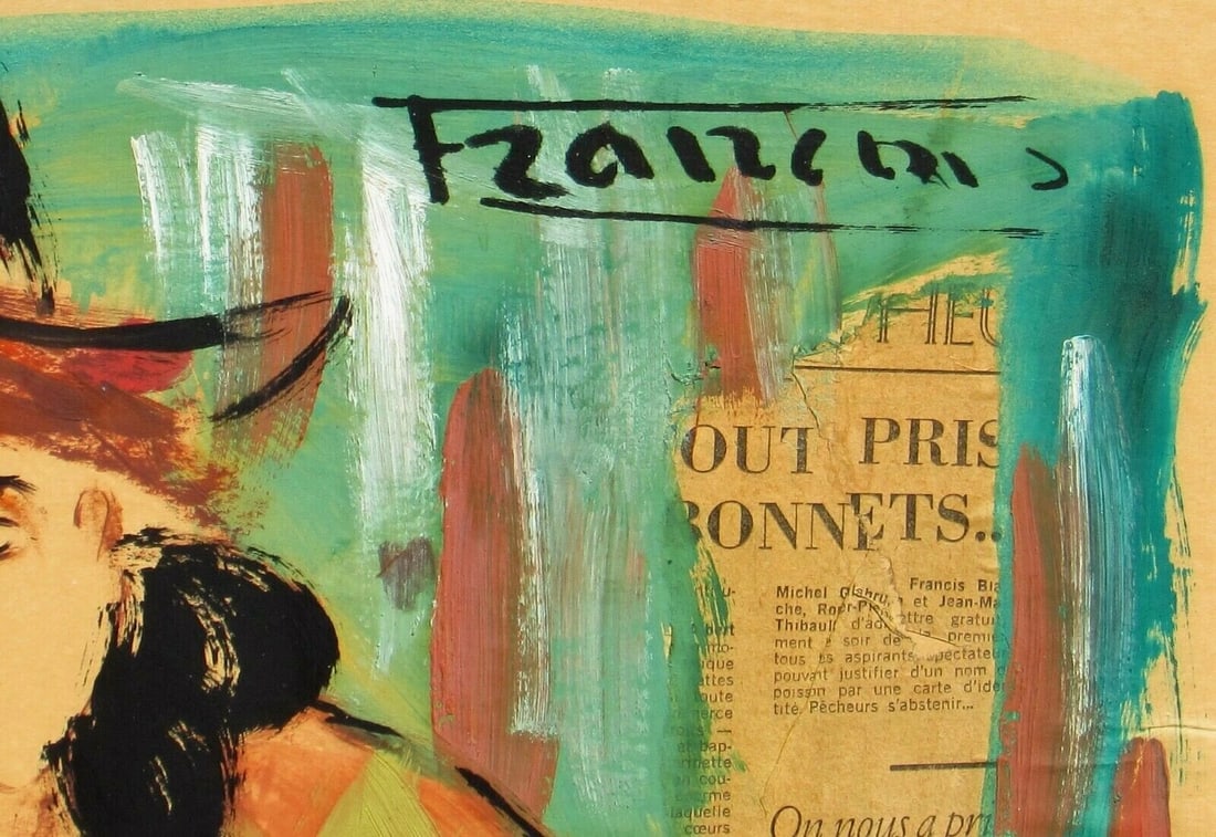 ANDRE FRANCOIS Mid Century Mixed Media & Collage Clown With a Violin - 4