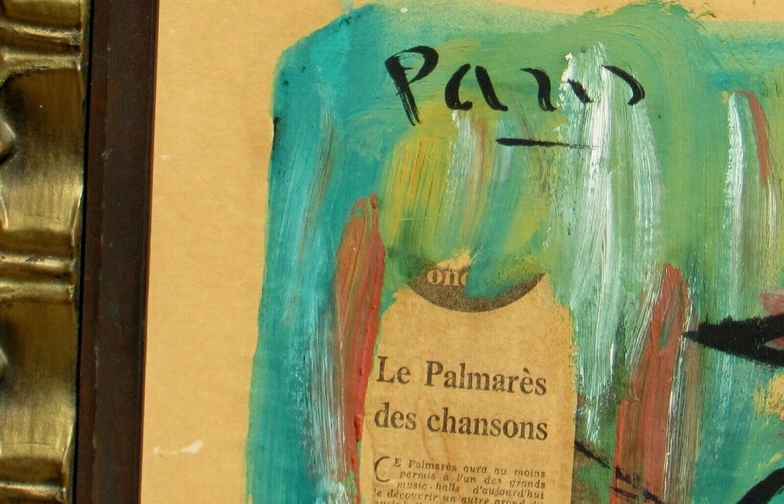 ANDRE FRANCOIS Mid Century Mixed Media & Collage Clown With a Violin - 5