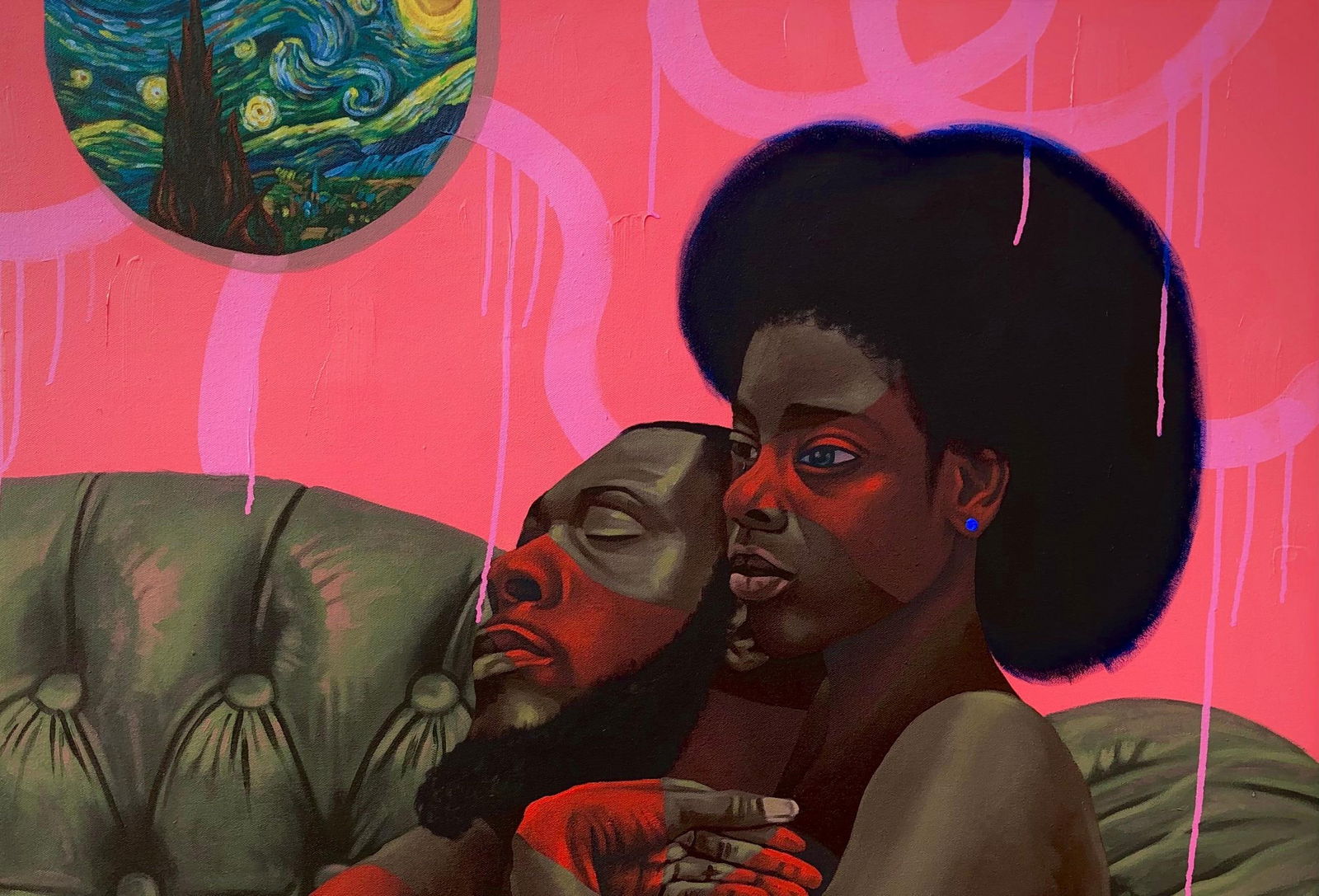 Jayeola Joshua, Safe Space - 21st Century Contemporary Painting of a Man and Woman in Love, 2024 - 2