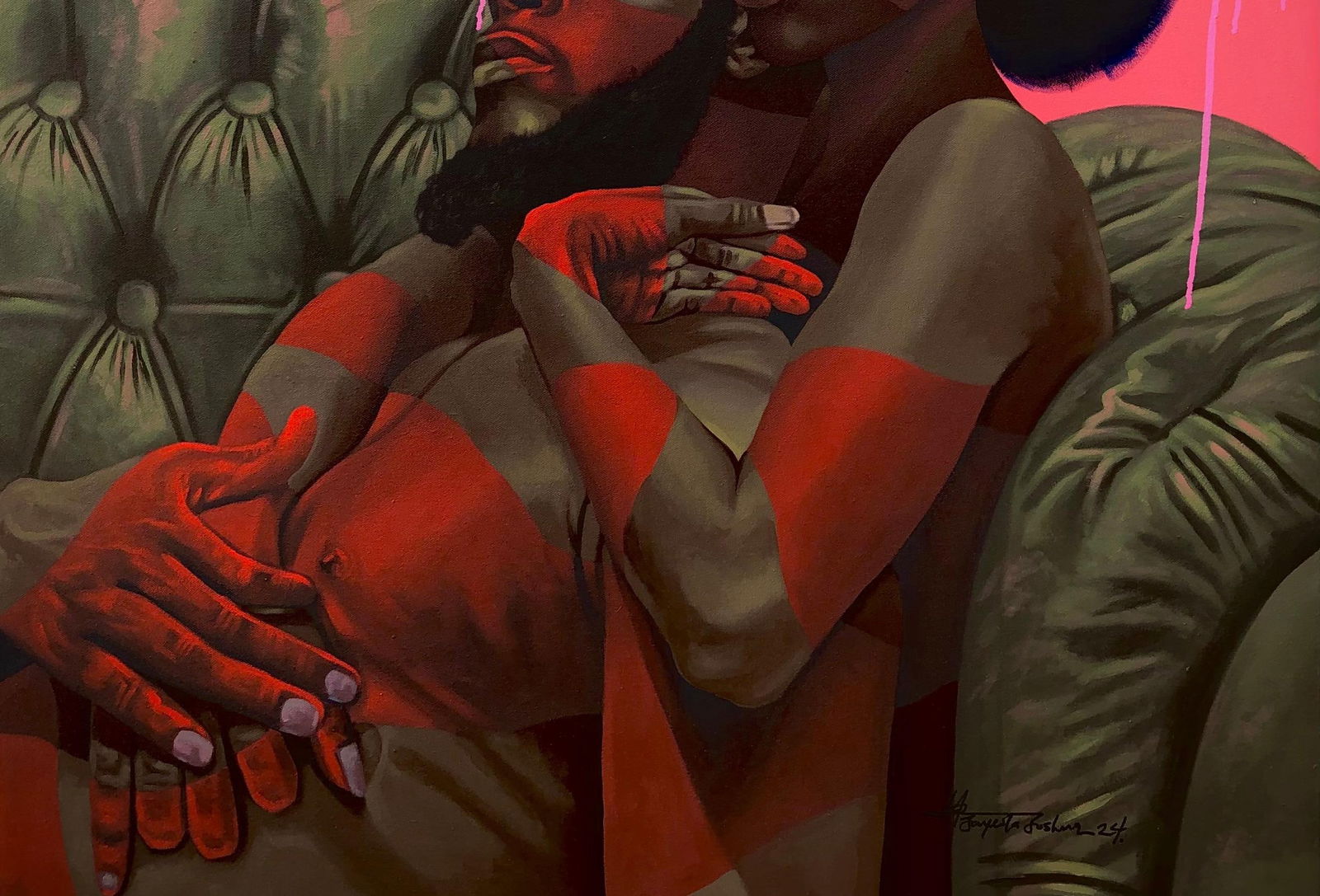 Jayeola Joshua, Safe Space - 21st Century Contemporary Painting of a Man and Woman in Love, 2024 - 3