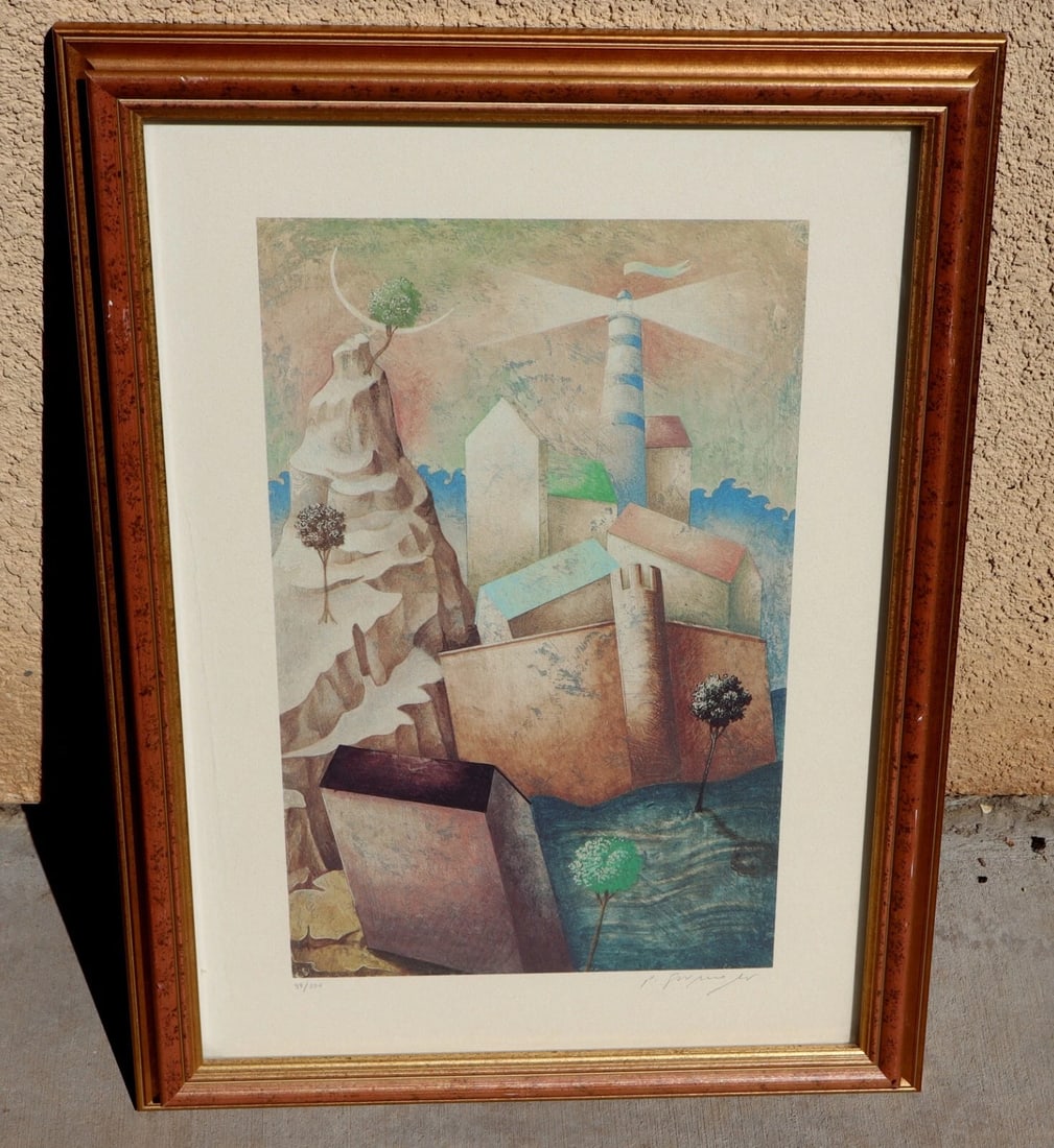 PAOLO GRIMALDI Fantasy Castles at Dusk S/N Litho Dreaming Villages series 98/300: Title:PAOLO GRIMALDI Fantasy Castles at Dusk S/N Litho Dreaming Villages series 98/300Description:PAOLO GRIMALDI (Italian b. 1959). Fantasy Lithograph from his Dreaming Villages Series. Features