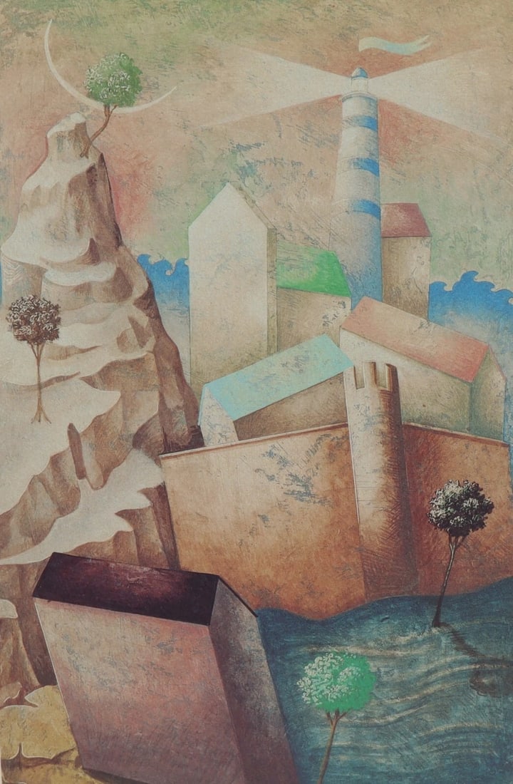 PAOLO GRIMALDI Fantasy Castles at Dusk S/N Litho Dreaming Villages series 98/300 - 3