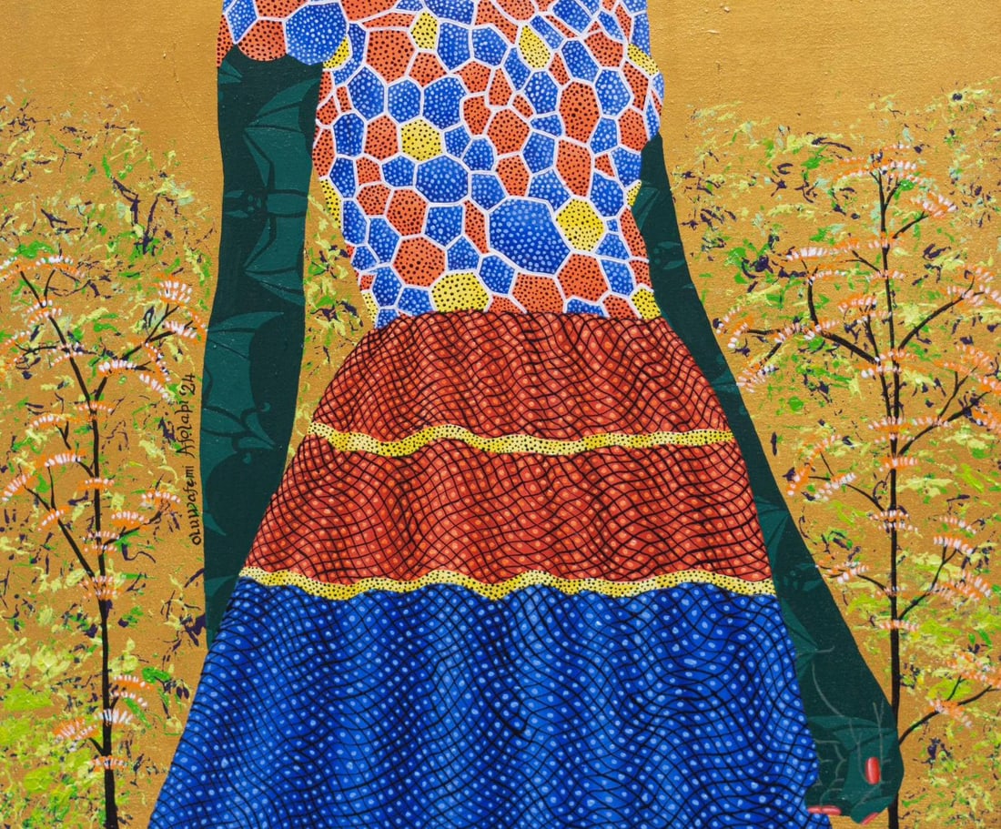 Oluwafemi Afolabi, Self Esteem -21st Century, Contemporary, Figurative, African Fabric, Floral, 2024 - 2