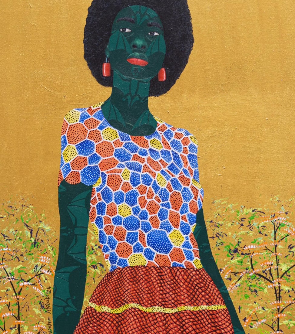 Oluwafemi Afolabi, Self Esteem -21st Century, Contemporary, Figurative, African Fabric, Floral, 2024 - 3