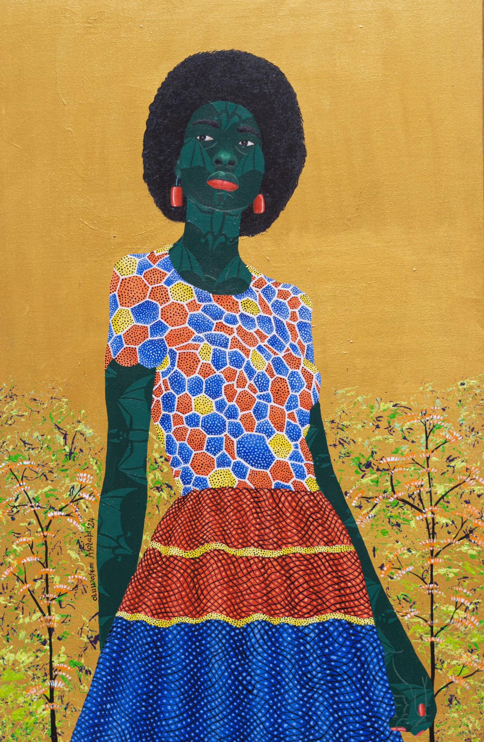 Oluwafemi Afolabi, Self Esteem -21st Century, Contemporary, Figurative, African Fabric, Floral, 2024 - 4