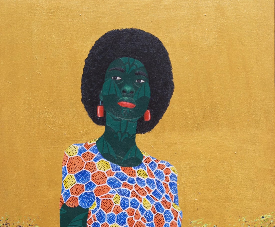Oluwafemi Afolabi, Self Esteem -21st Century, Contemporary, Figurative, African Fabric, Floral, 2024 - 5
