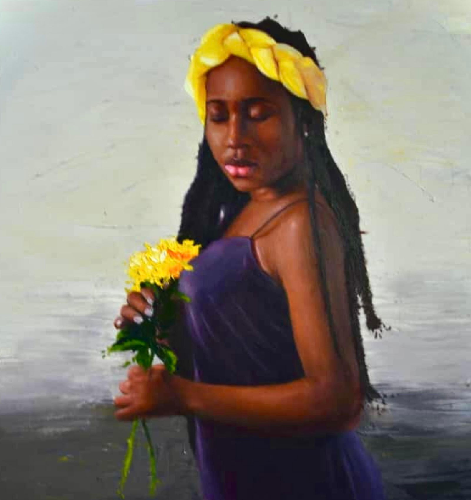 Jumoke Oyetunde, In My World- 21st Century, Contemporary, Figurative Portrait, Oil, Women, Floral, - 12