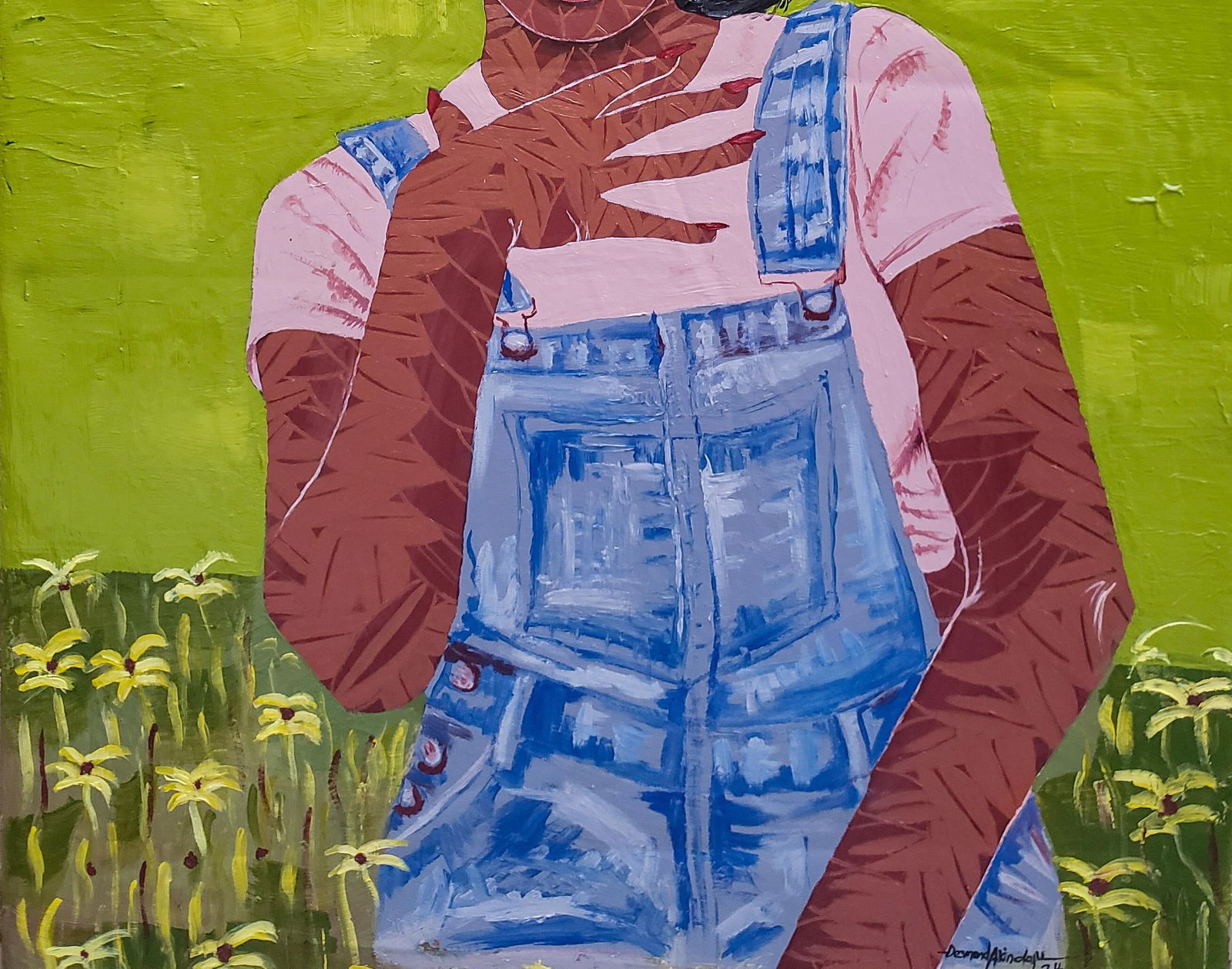 Desmond Akindoju, Tranquil Blossom - 21st Century, Contemporary, Figurative Portrait, Women, Plant, - 2