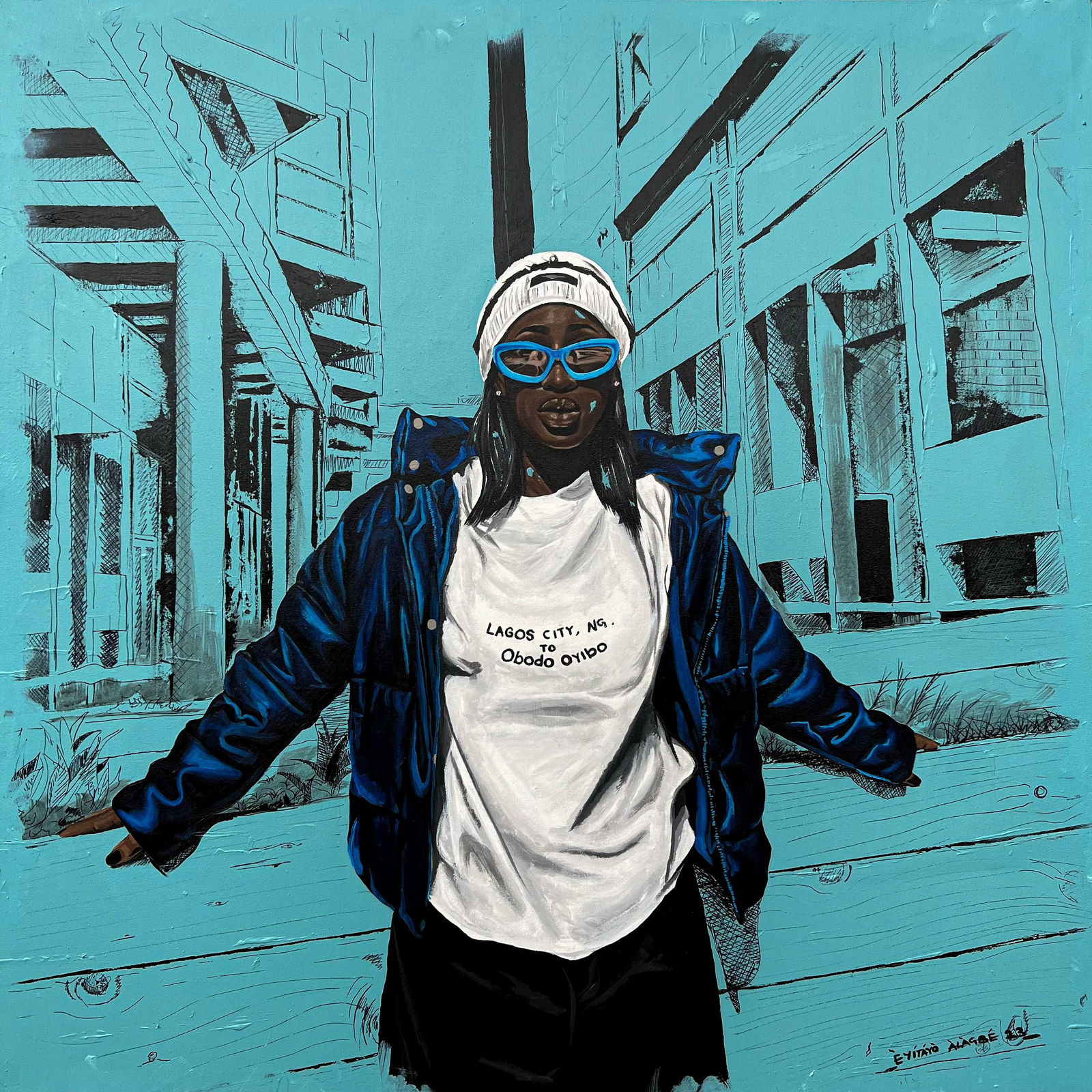 Eyitayo Alagbe , Finding Solace in Foreign Soil - 21st Century, Contemporary, Figurative Portrait, - 11