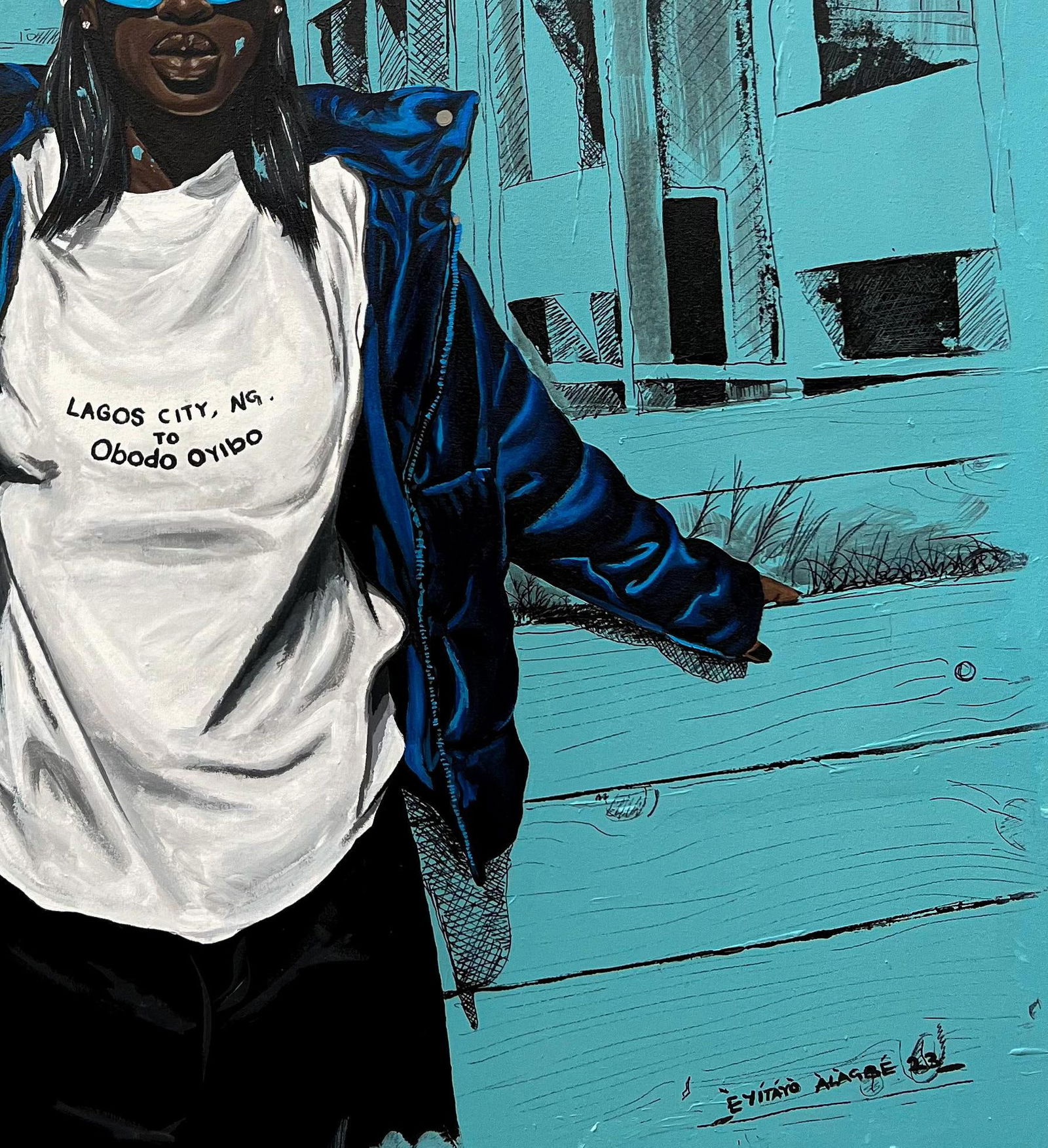 Eyitayo Alagbe , Finding Solace in Foreign Soil - 21st Century, Contemporary, Figurative Portrait, - 3